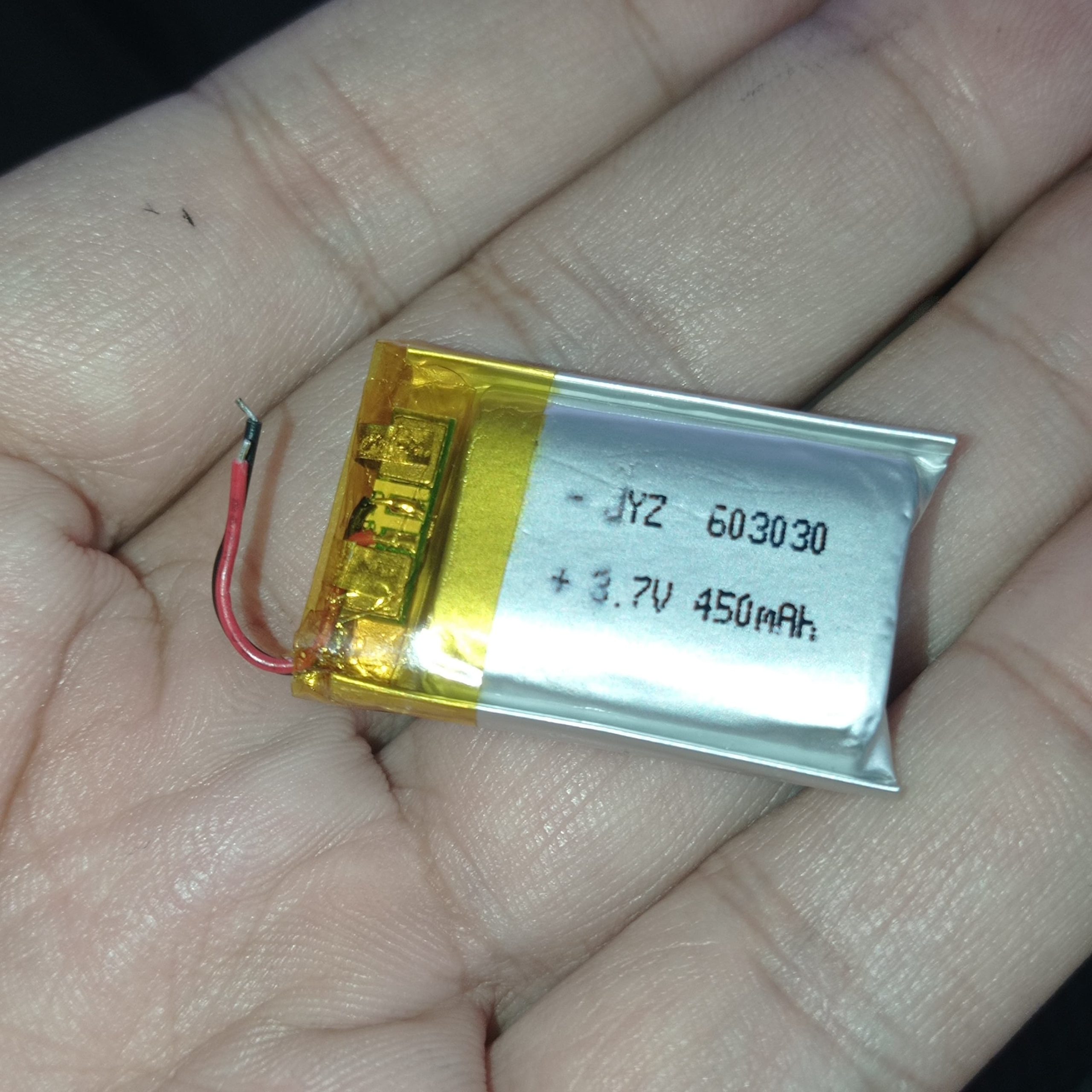 20mm x 30mm x 8mm 3.7v 450ma Li Ion Battery