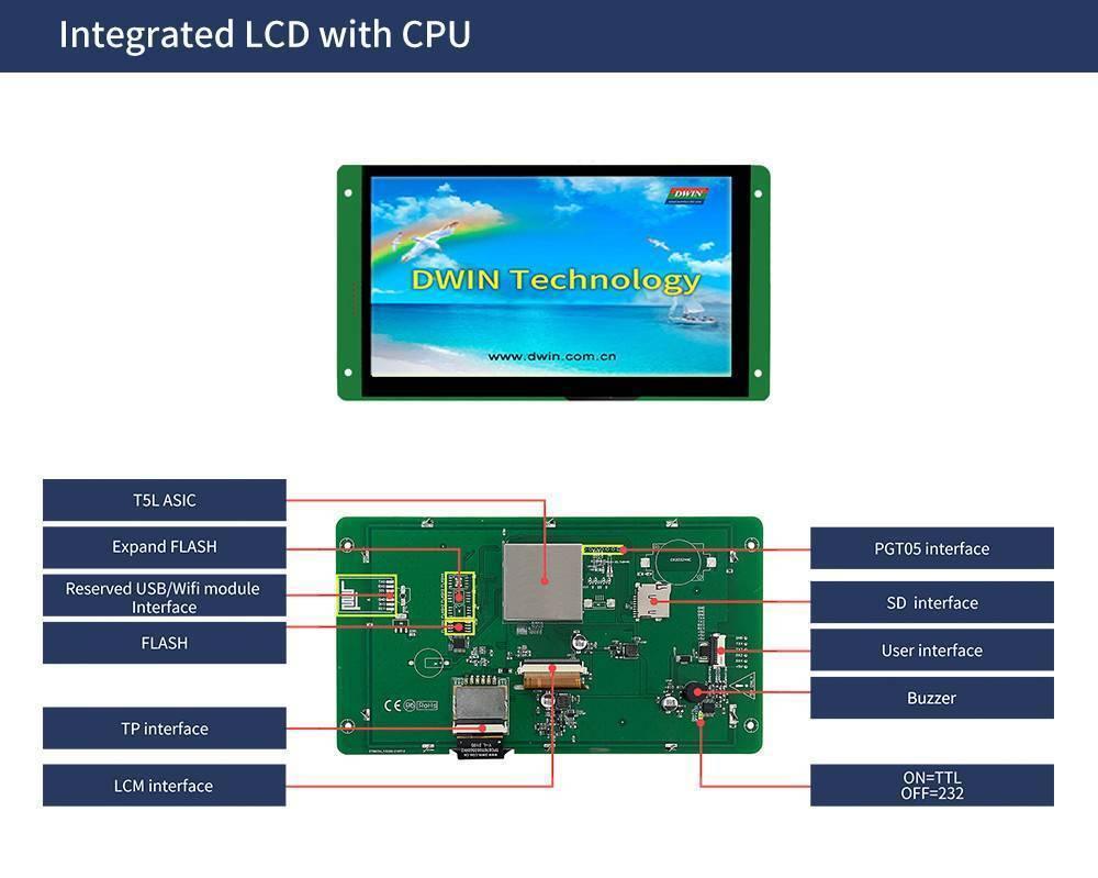 Dwin 7 Inch Hmi Lcd Display Touch Screen Resistive Touch Screen Dmg80480c070_03wtr